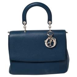 مملوكة مسبقًا Dior Blue Leather Large Be Dior Flap Top Handle Bag