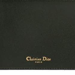 Dior Dark Green Leather Flat Zip Pouch