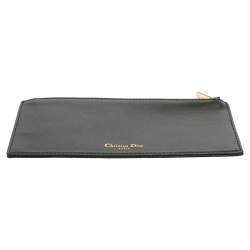 Pre Owned Dior Dark Green Leather Flat Zip Pouch