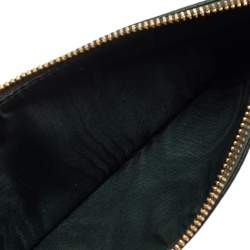 Dior Dark Green Leather Flat Zip Pouch