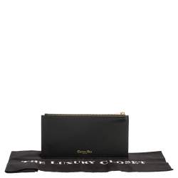Pre Owned Dior Dark Green Leather Flat Zip Pouch