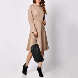 مملوكة مسبقًا Dior Black Leather D Charm Oversized Wristlet Clutch