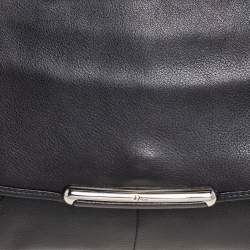 مملوكة مسبقًا Dior Black Leather D Charm Oversized Wristlet Clutch