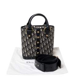 Pre Owned Dior Navy Blue Oblique Canvas and Leather Trim Small DiorAvenue Bag