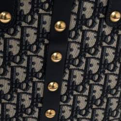 Pre Owned Dior Navy Blue Oblique Canvas and Leather Trim Small DiorAvenue Bag