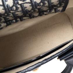 Pre Owned Dior Navy Blue Oblique Canvas and Leather Trim Small DiorAvenue Bag