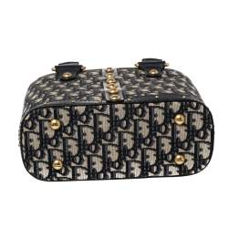Pre Owned Dior Navy Blue Oblique Canvas and Leather Trim Small DiorAvenue Bag