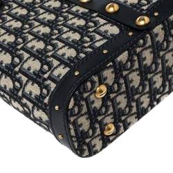 Pre Owned Dior Navy Blue Oblique Canvas and Leather Trim Small DiorAvenue Bag