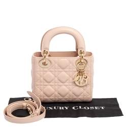 مملوكة مسبقًا حقيبة يد توتس ديور ليدي ديور ميني جلد وردي فاتح