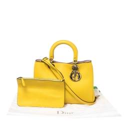 مملوكة مسبقًا Dior Yellow Leather Medium Diorissimo Shopper Tote