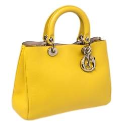 مملوكة مسبقًا Dior Yellow Leather Medium Diorissimo Shopper Tote