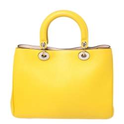 مملوكة مسبقًا Dior Yellow Leather Medium Diorissimo Shopper Tote