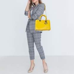 مملوكة مسبقًا Dior Yellow Leather Medium Diorissimo Shopper Tote