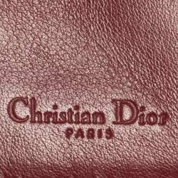 مملوكة مسبقًا حافظة بطاقات ديور ليدي ديور جلد كاناج أحمر لامع 