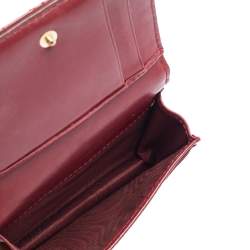 مملوكة مسبقًا حافظة بطاقات ديور ليدي ديور جلد كاناج أحمر لامع 