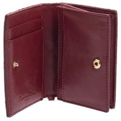 مملوكة مسبقًا حافظة بطاقات ديور ليدي ديور جلد كاناج أحمر لامع 