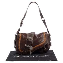 مملوكة مسبقًا حقيبة كتف ديورغاوتشو جلد بني 