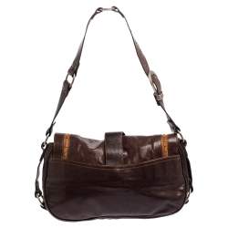 مملوكة مسبقًا حقيبة كتف ديورغاوتشو جلد بني 
