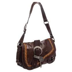 مملوكة مسبقًا حقيبة كتف ديورغاوتشو جلد بني 