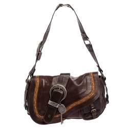 مملوكة مسبقًا حقيبة كتف ديورغاوتشو جلد بني 