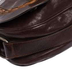 مملوكة مسبقًا حقيبة كتف ديورغاوتشو جلد بني 