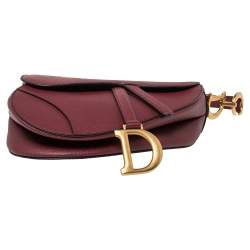 Pre Owned Dior Dark Red Leather Saddle Bag