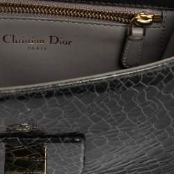 Pre Owned Dior Green Crinkled Patent Leather Diorama Shoulder Bag