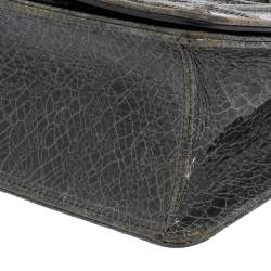 Pre Owned Dior Green Crinkled Patent Leather Diorama Shoulder Bag