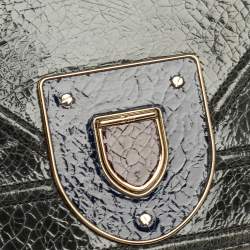 Pre Owned Dior Green Crinkled Patent Leather Diorama Shoulder Bag