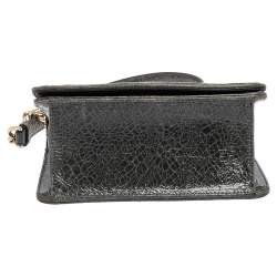 Pre Owned Dior Green Crinkled Patent Leather Diorama Shoulder Bag