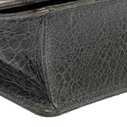 Pre Owned Dior Green Crinkled Patent Leather Diorama Shoulder Bag