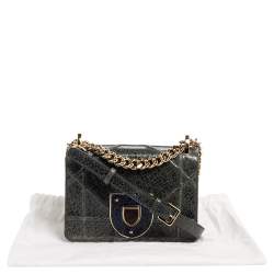 Pre Owned Dior Green Crinkled Patent Leather Diorama Shoulder Bag