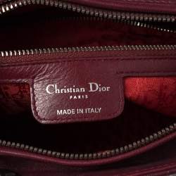 Pre Owned Dior Burgundy Cannage Leather Large Lady Dior Tote