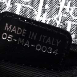 Pre Owned Dior Black/Grey Diorissimo Canvas and Leather Braided Strap Flap Baguette