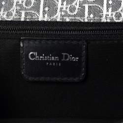 Pre Owned Dior Black/Grey Diorissimo Canvas and Leather Braided Strap Flap Baguette