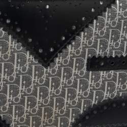 Pre Owned Dior Black/Grey Diorissimo Canvas and Leather Braided Strap Flap Baguette