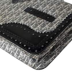 Pre Owned Dior Black/Grey Diorissimo Canvas and Leather Braided Strap Flap Baguette