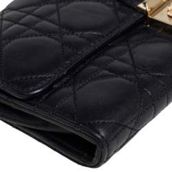 Pre Owned محفظة بسلسلة ديور نيولوك جلد كاناج سوداء  