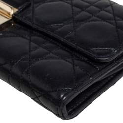 Pre Owned محفظة بسلسلة ديور نيولوك جلد كاناج سوداء  