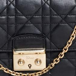 Pre Owned محفظة بسلسلة ديور نيولوك جلد كاناج سوداء  