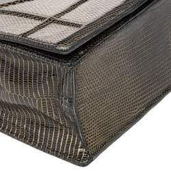 Pre Owned حقيبة كتف ديور ديوراما جلد سحلية أخضر/أسود صغيرة