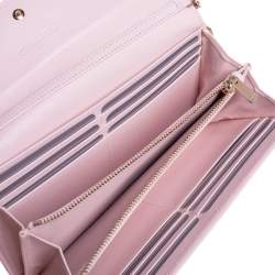 Pre Owned Dior Pink Cannage Leather Lady Dior Wallet on Chain