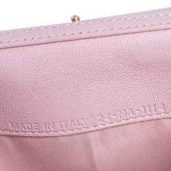Pre Owned Dior Pink Cannage Leather Lady Dior Wallet on Chain
