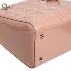 مملوكة مسبقًا حقيبة يد توتس ديور ليدي ديور متوسطة جلد كاناج لامع وردية