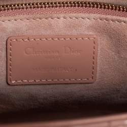 مملوكة مسبقًا حقيبة يد توتس ديور ليدي ديور متوسطة جلد كاناج لامع وردية