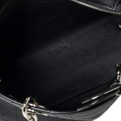 مملوكة مسبقًا حقيبة يد توتس ديور شوبر ليدي ديور جلد كاناج أسود بسلسلة 