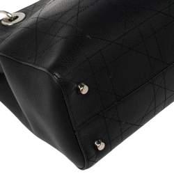 مملوكة مسبقًا حقيبة يد توتس ديور شوبر ليدي دي ور جلد كاناج أسود بسلسلة 