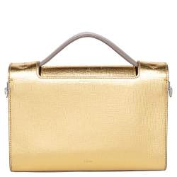 Pre Owned Dior Gold Leather Diorever Top Handle Bag