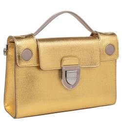 Pre Owned Dior Gold Leather Diorever Top Handle Bag