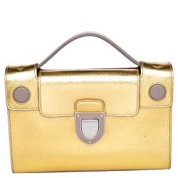 Pre Owned Dior Gold Leather Diorever Top Handle Bag